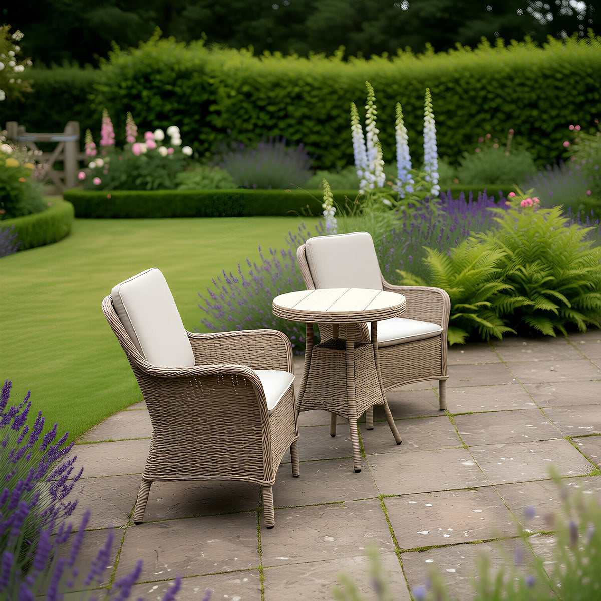 Bracken Outdoors Ashford Weave Bistro Table & Chairs Rattan Garden Furniture Set