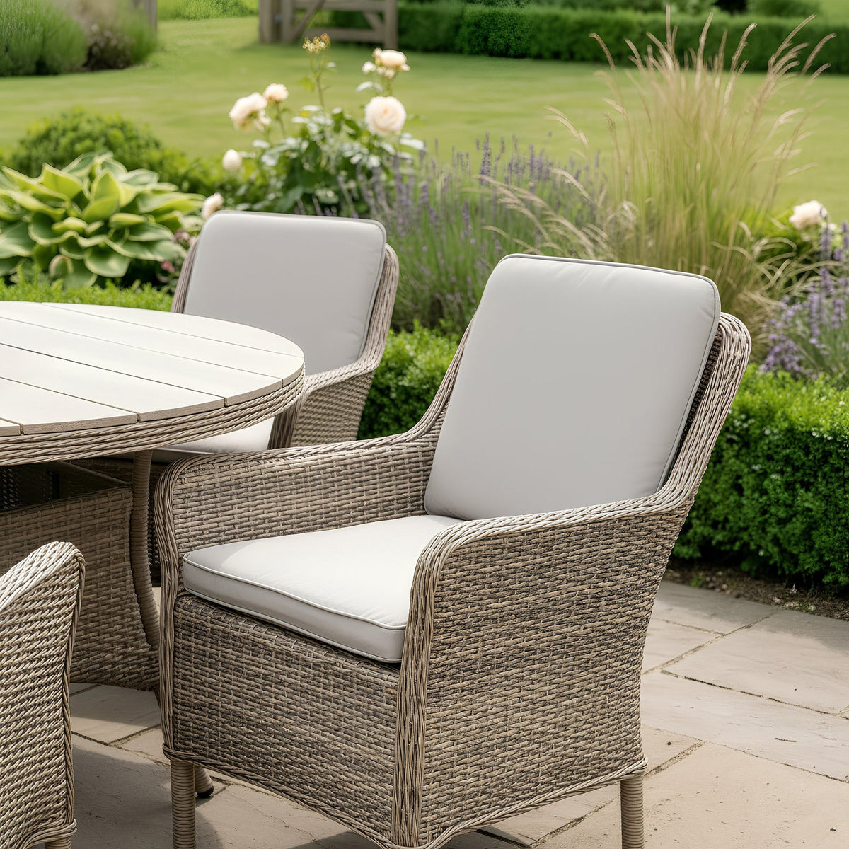 Bracken Outdoors Ashford Weave 6 Seat Round Dining Rattan Garden Furniture Set