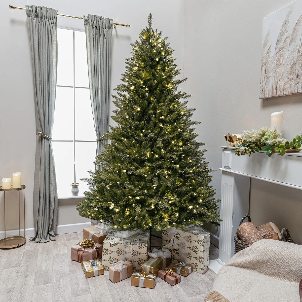 Balmoral Spruce Artificial Pre-Lit PVC Christmas Tree 6.5FT, 7.5FT