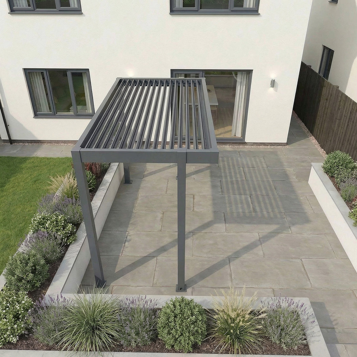 Bracken Outdoors 3.2m x 1.6m Anthracite Grey Rectangular Aluminium Outdoor Kitchen BBQ Pergola