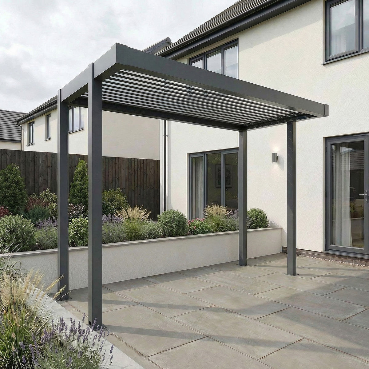 Bracken Outdoors 3.2m x 1.6m Anthracite Grey Rectangular Aluminium Outdoor Kitchen BBQ Pergola
