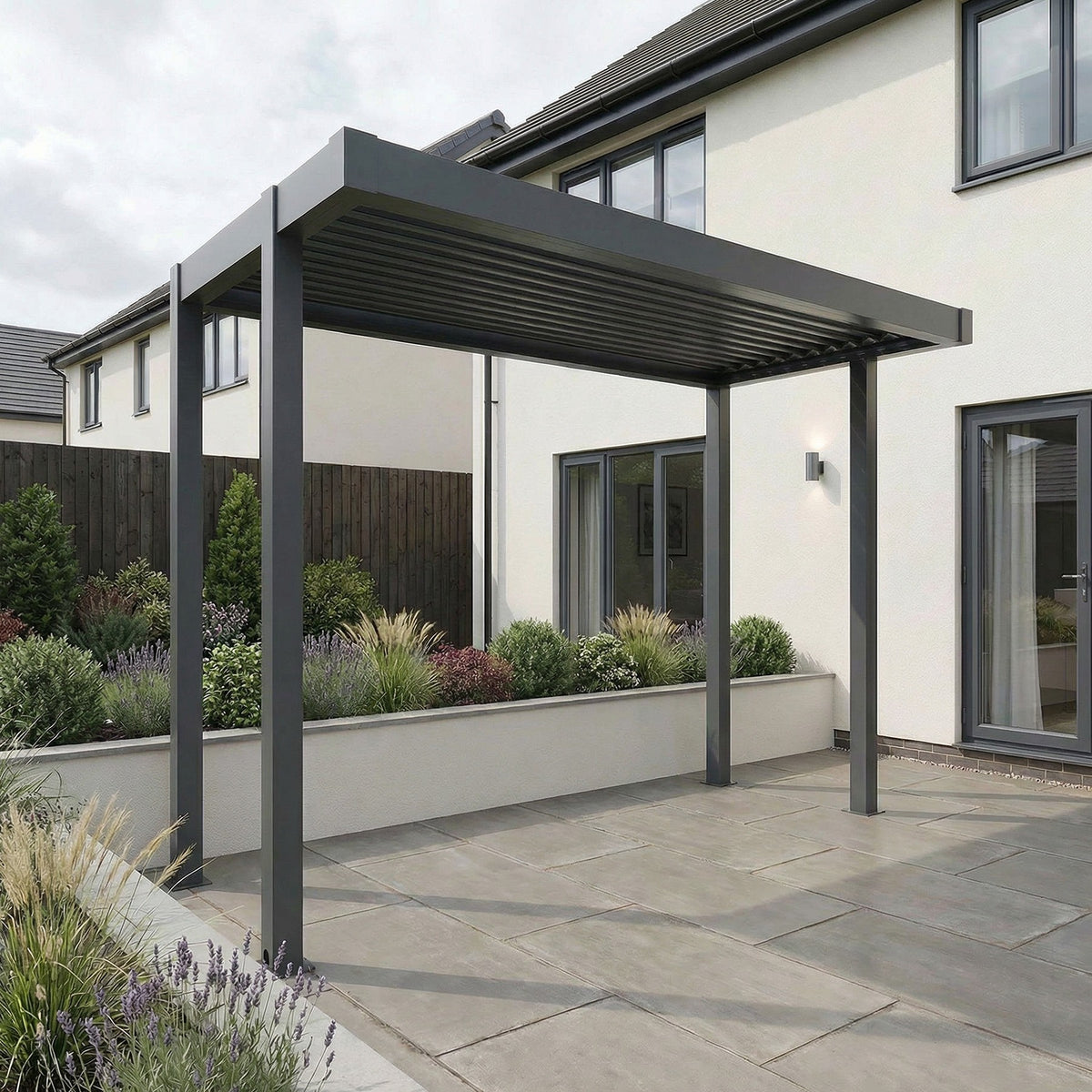 Bracken Outdoors 3.2m x 1.6m Anthracite Grey Rectangular Aluminium Outdoor Kitchen BBQ Pergola
