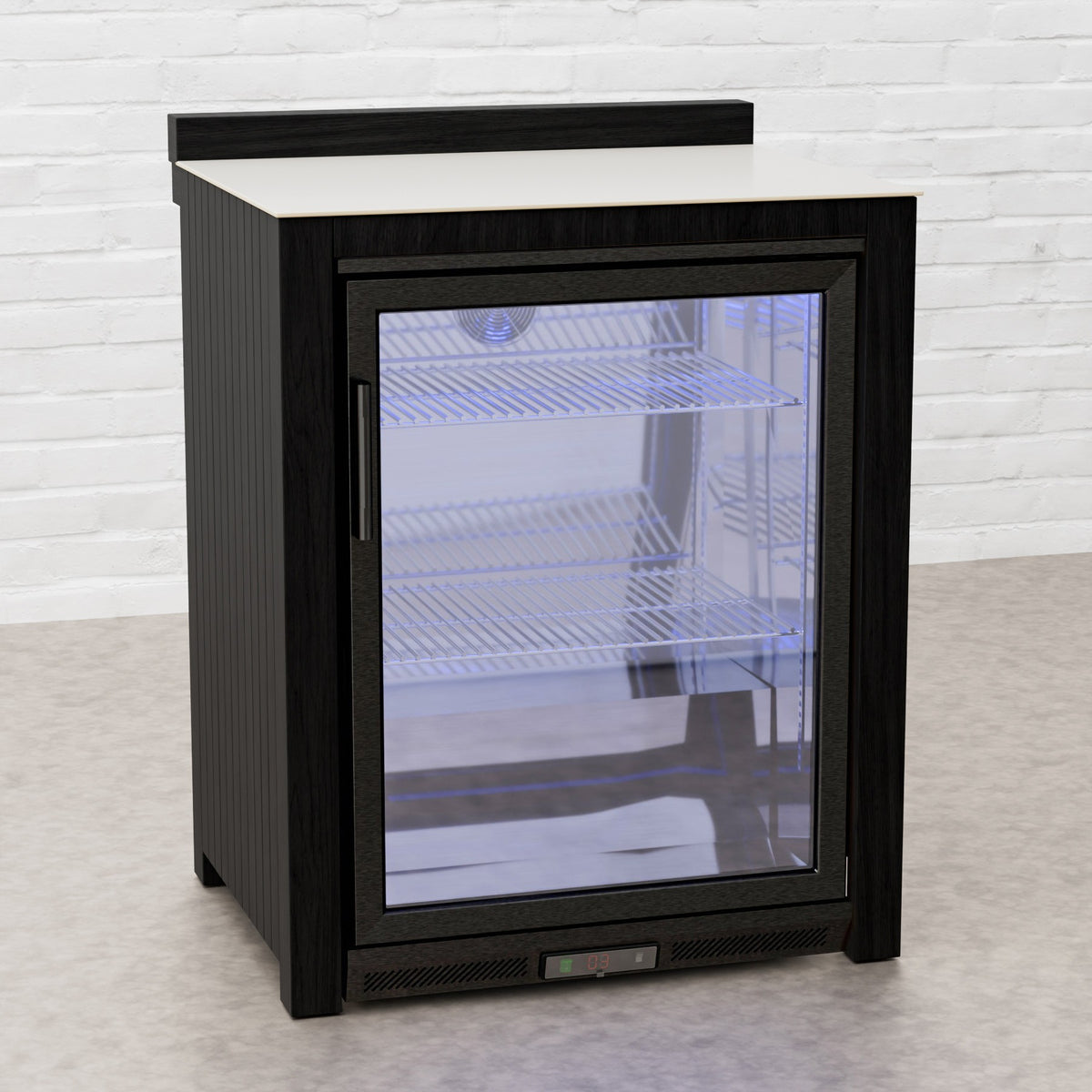 Draco Grills Teak Carbon Line Black Single Fridge Cabinet with Ceramic Top