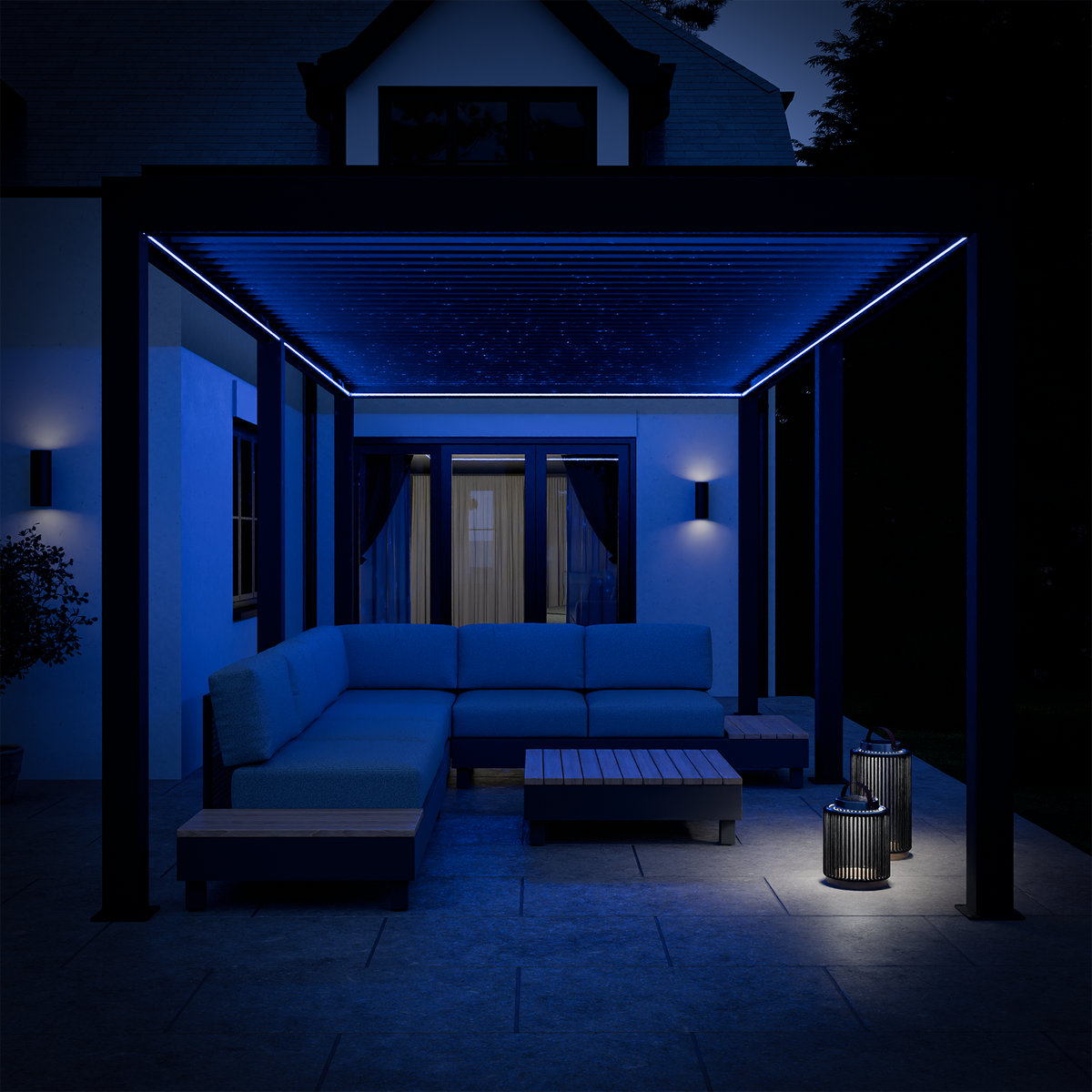 Bracken Outdoors Eclipse Plus 6m x 3m Grey Motorised Aluminium Garden Pergola with LED Lights