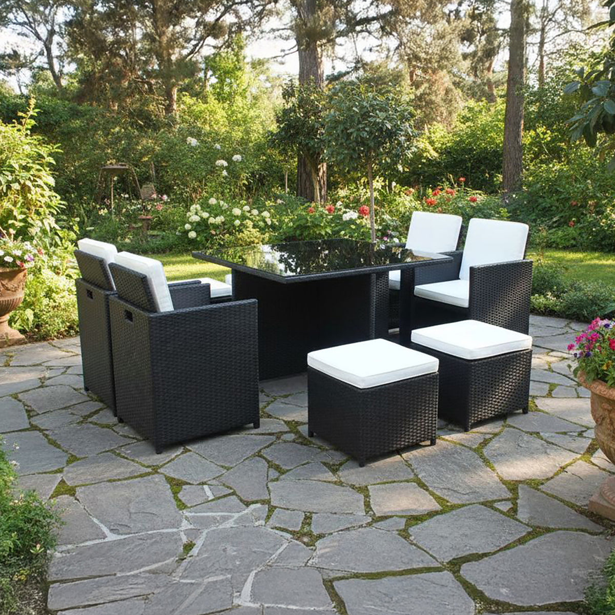 Bracken Outdoors Florida 4 - 8 Seater Brown Rattan Garden Furniture Cube Set