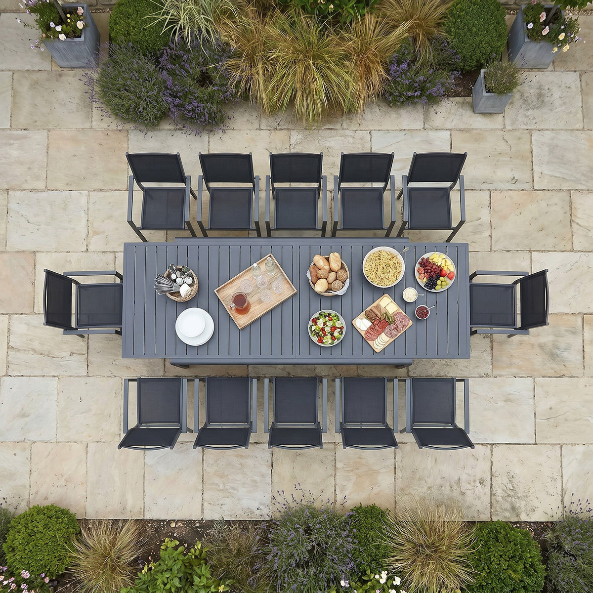 Bracken Outdoors Byron 12 Seat Rectangular Extending Dining Aluminium Garden Furniture Set