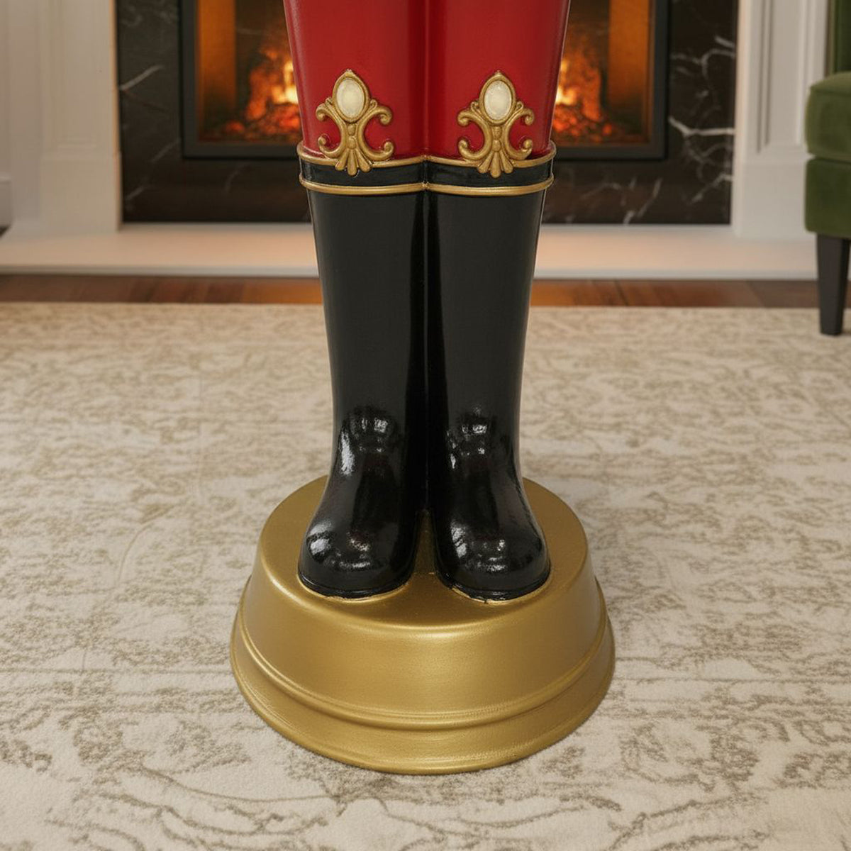 4.5ft Large Traditional Christmas Nutcracker Santa Drummer Green with LED Lights