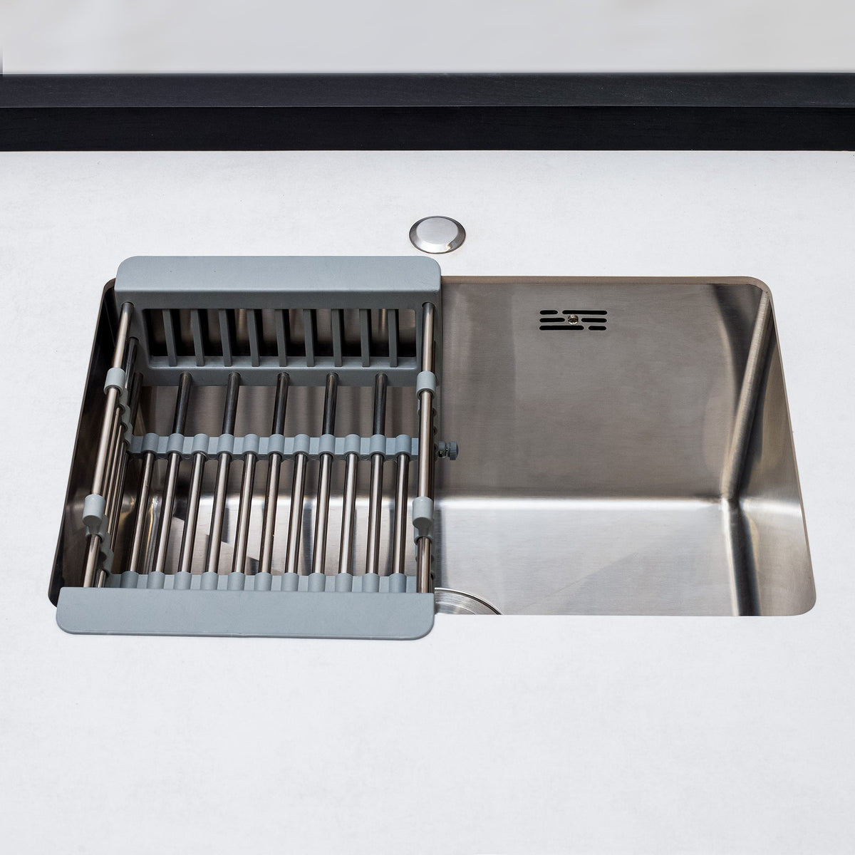 Draco Grills Teak Carbon Line Modular Outdoor Kitchen Sink Cabinet with Ceramic Top