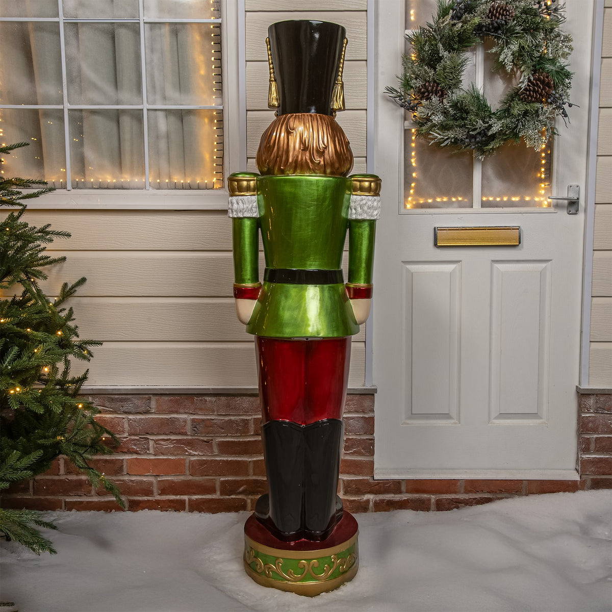 5.5ft Large Traditional Christmas Nutcracker Soldier - Green, Red and Blue with LED Lights