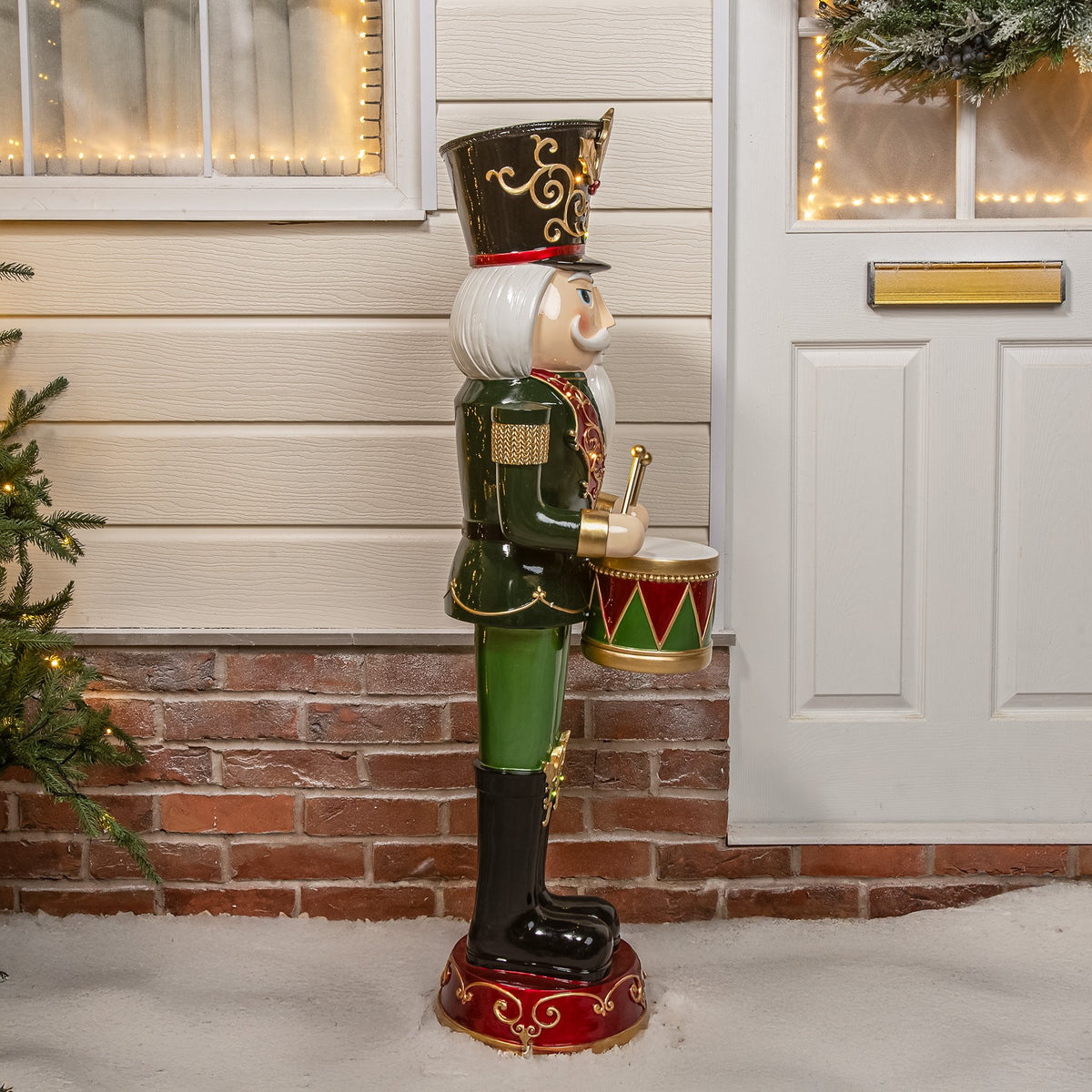 4ft Large Traditional Christmas Nutcracker Soldier Drummer Red and Green with LED Lights