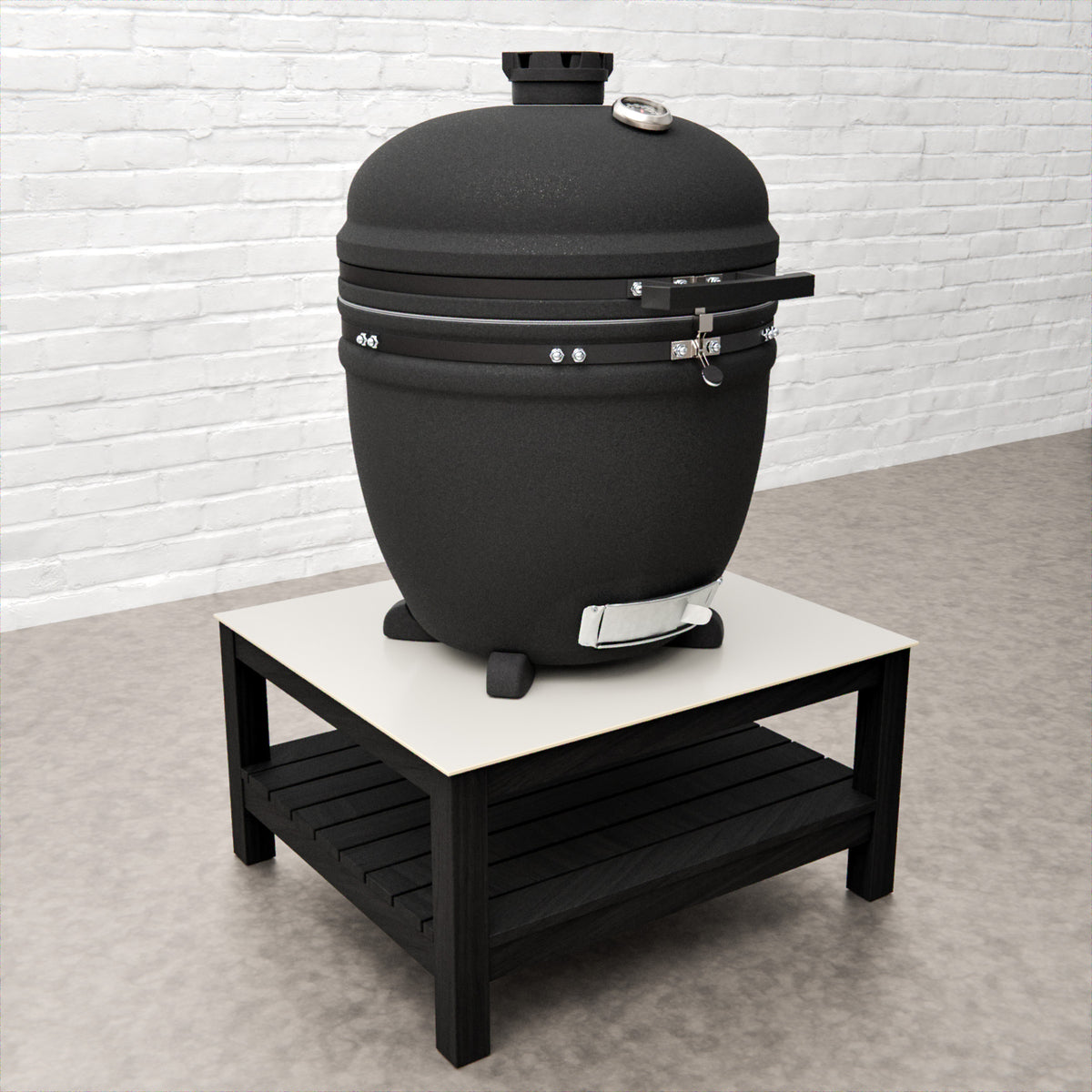 Draco Grills Teak Carbon Line Cabinet Table with Kamado Egg 22&quot; (70cm)