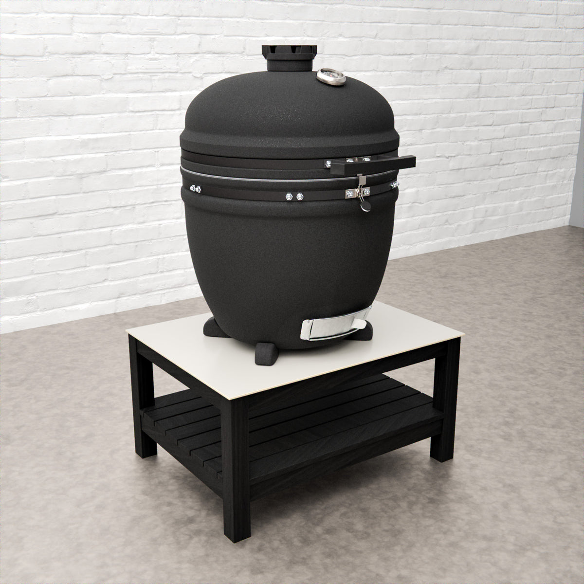 Draco Grills Teak Carbon Line Modular Outdoor Kitchen 60cm Kamado Table with Ceramic Top