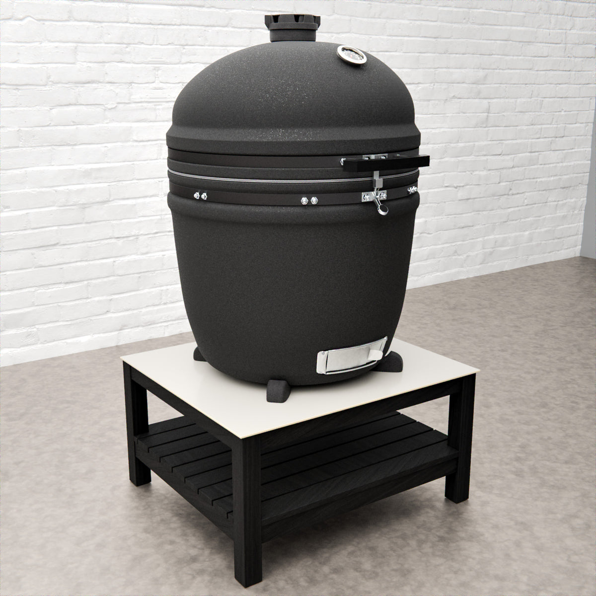 Draco Grills Teak Carbon Line Modular Outdoor Kitchen 70cm Kamado Table with Ceramic Top