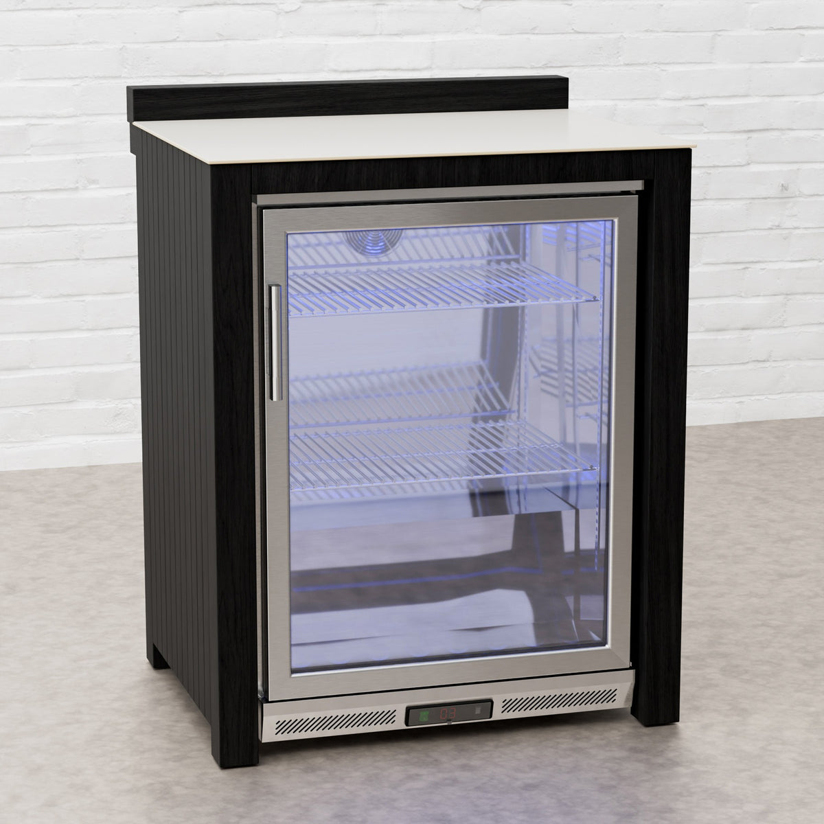 Draco Grills Teak Carbon Line Stainless Single Fridge Cabinet with Ceramic Top