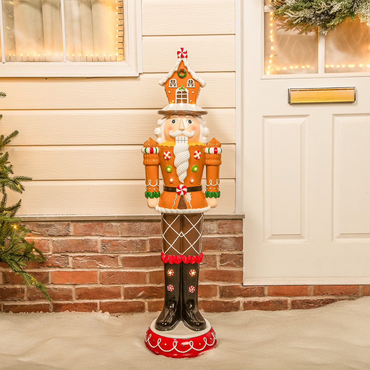 4ft Large Gingerbread Christmas Nutcracker with LED Lights