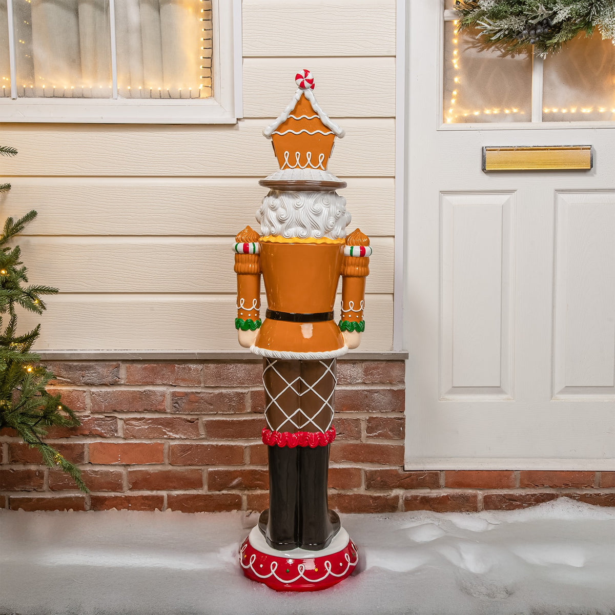 4ft Large Gingerbread Christmas Nutcracker with LED Lights