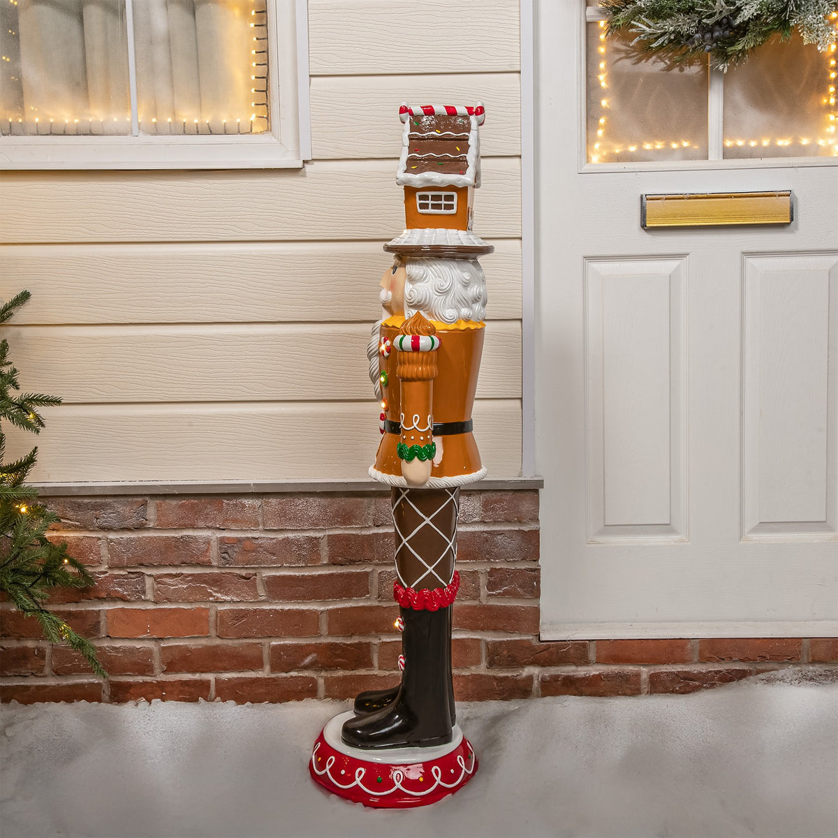 4ft Large Gingerbread Christmas Nutcracker with LED Lights
