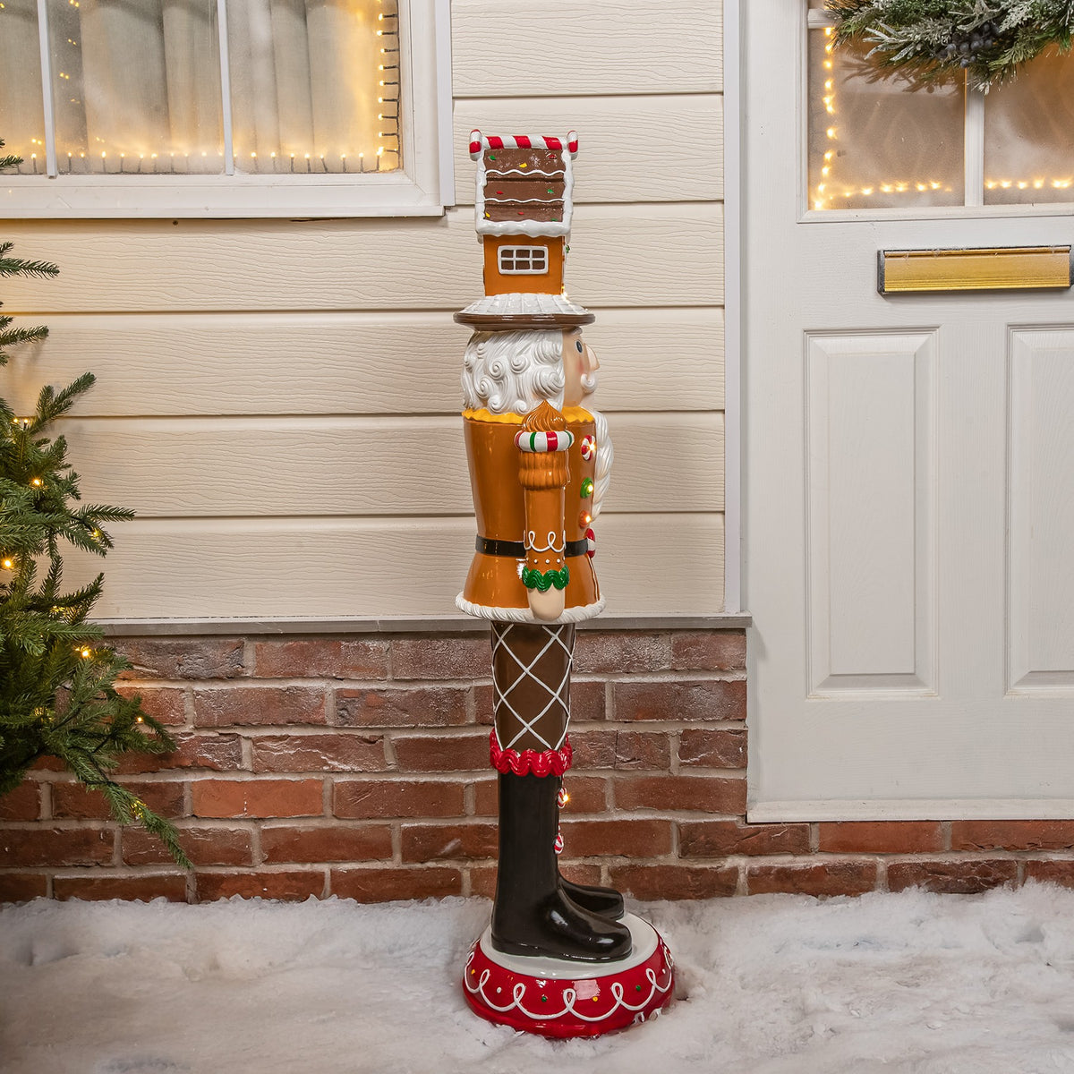 4ft Large Gingerbread Christmas Nutcracker with LED Lights