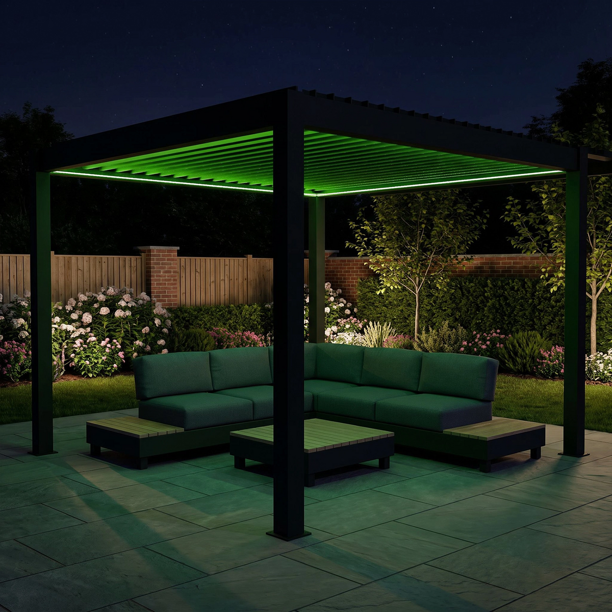Bracken Outdoors Eclipse Plus 3m x 3m Grey Square Motorised Aluminium Garden Pergola with Lights