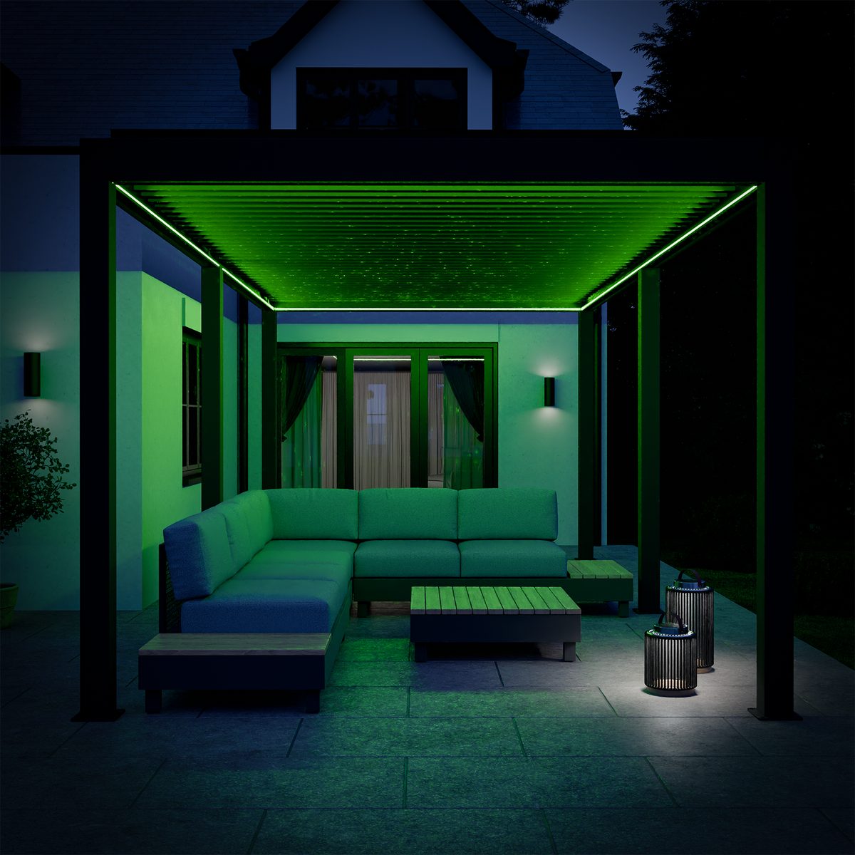 Bracken Outdoors Eclipse Plus 6m x 3m Grey Motorised Aluminium Garden Pergola with LED Lights