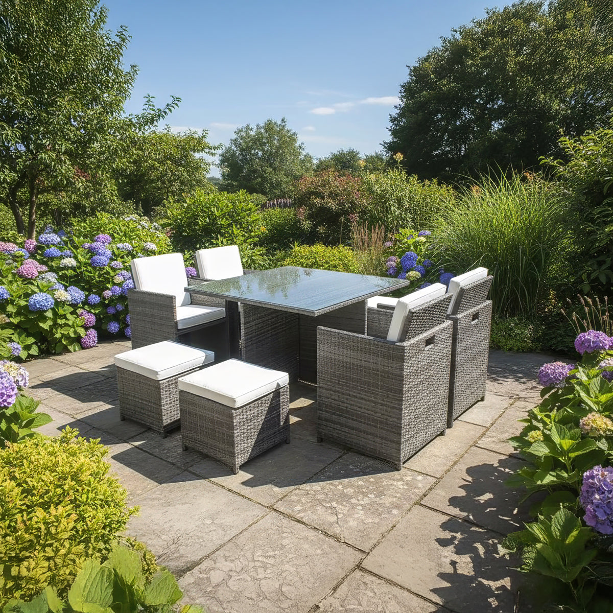 Bracken Outdoors Florida 4 - 8 Seater Grey Rattan Garden Cube Set