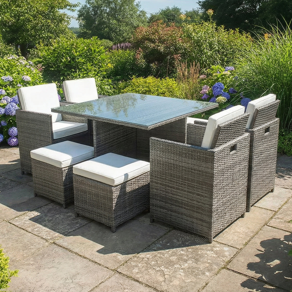 Bracken Outdoors Florida 4 - 8 Seater Grey Rattan Garden Cube Set