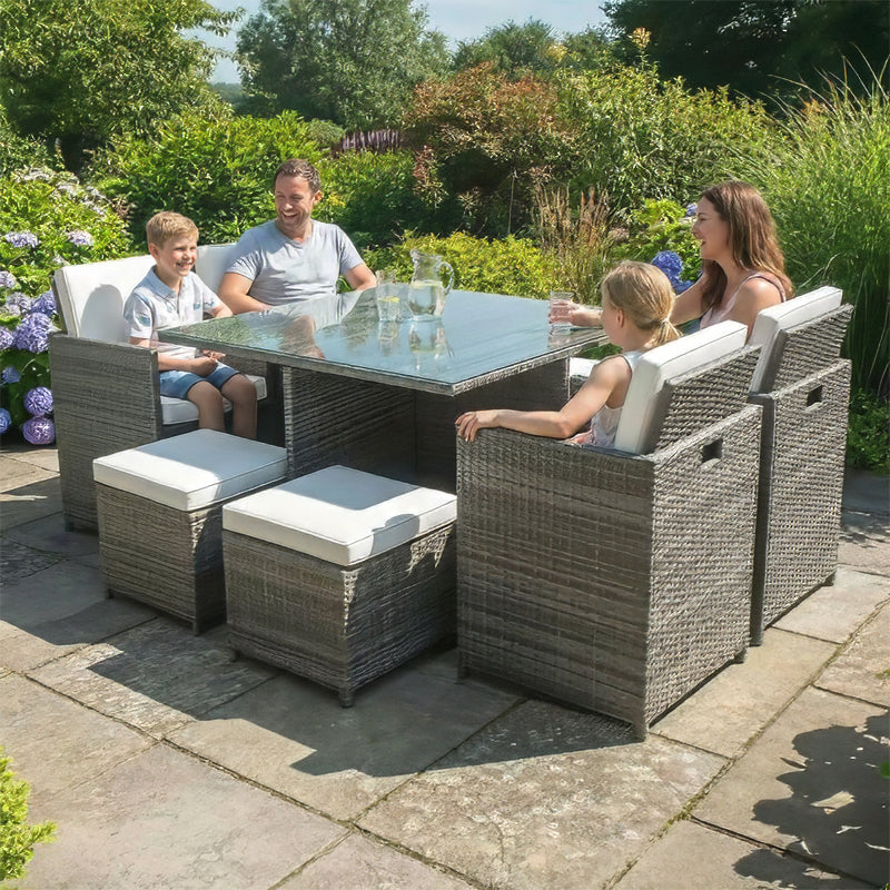 Bracken Outdoors Florida 4 - 8 Seater Grey Rattan Garden Cube Set
