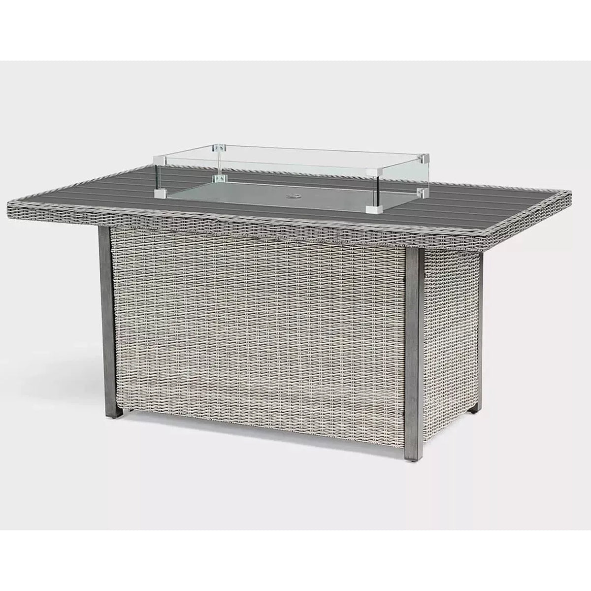 Kettler Palma Mini Fire Pit Table With Aluminium Slat Top Whitewash