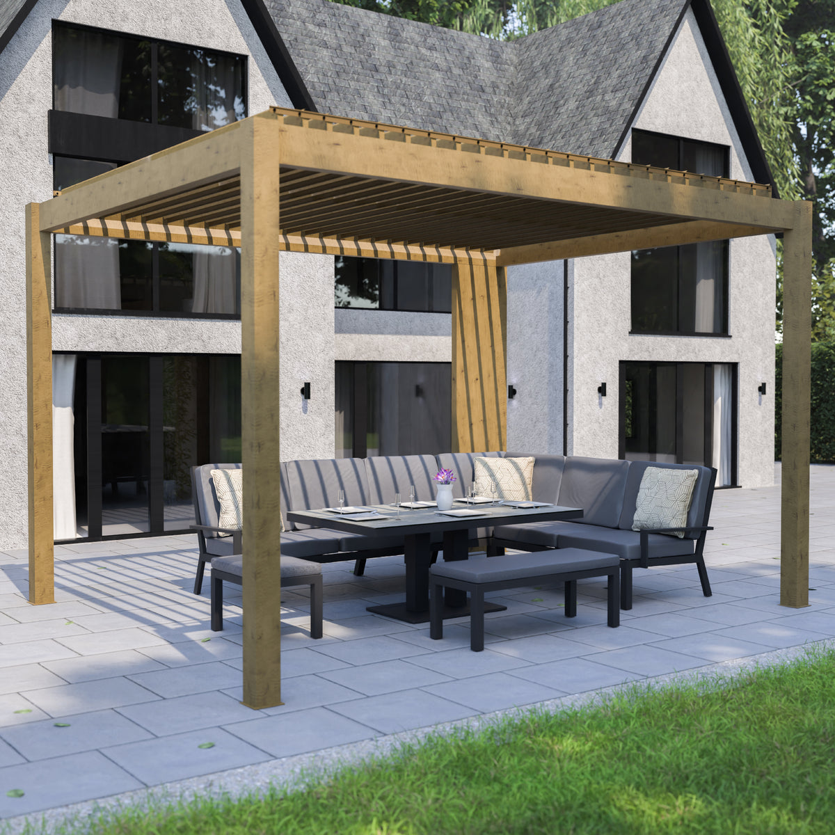 Bracken Outdoors Wood Effect Fixed Panel for Garden Pergolas