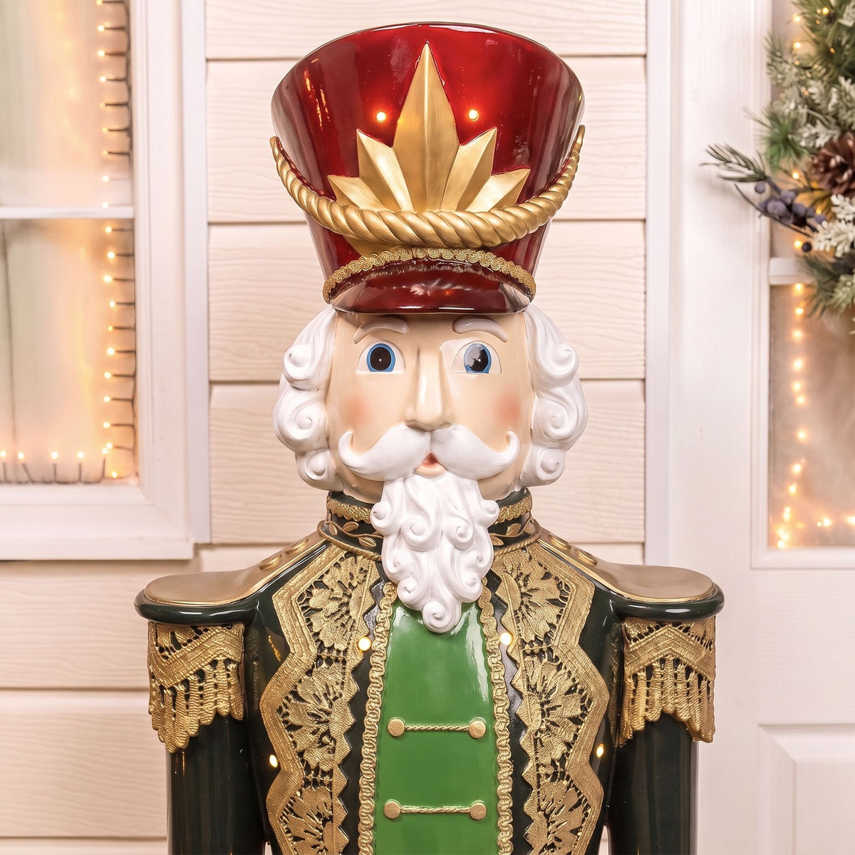 5ft Large Traditional Christmas Nutcracker Soldier - Dark Green, Red and Black with LED Lights