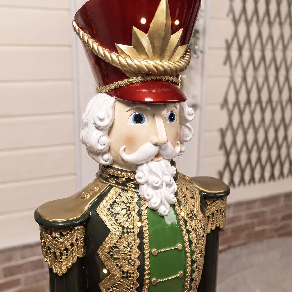 5ft Large Traditional Christmas Nutcracker Soldier - Dark Green, Red and Black with LED Lights