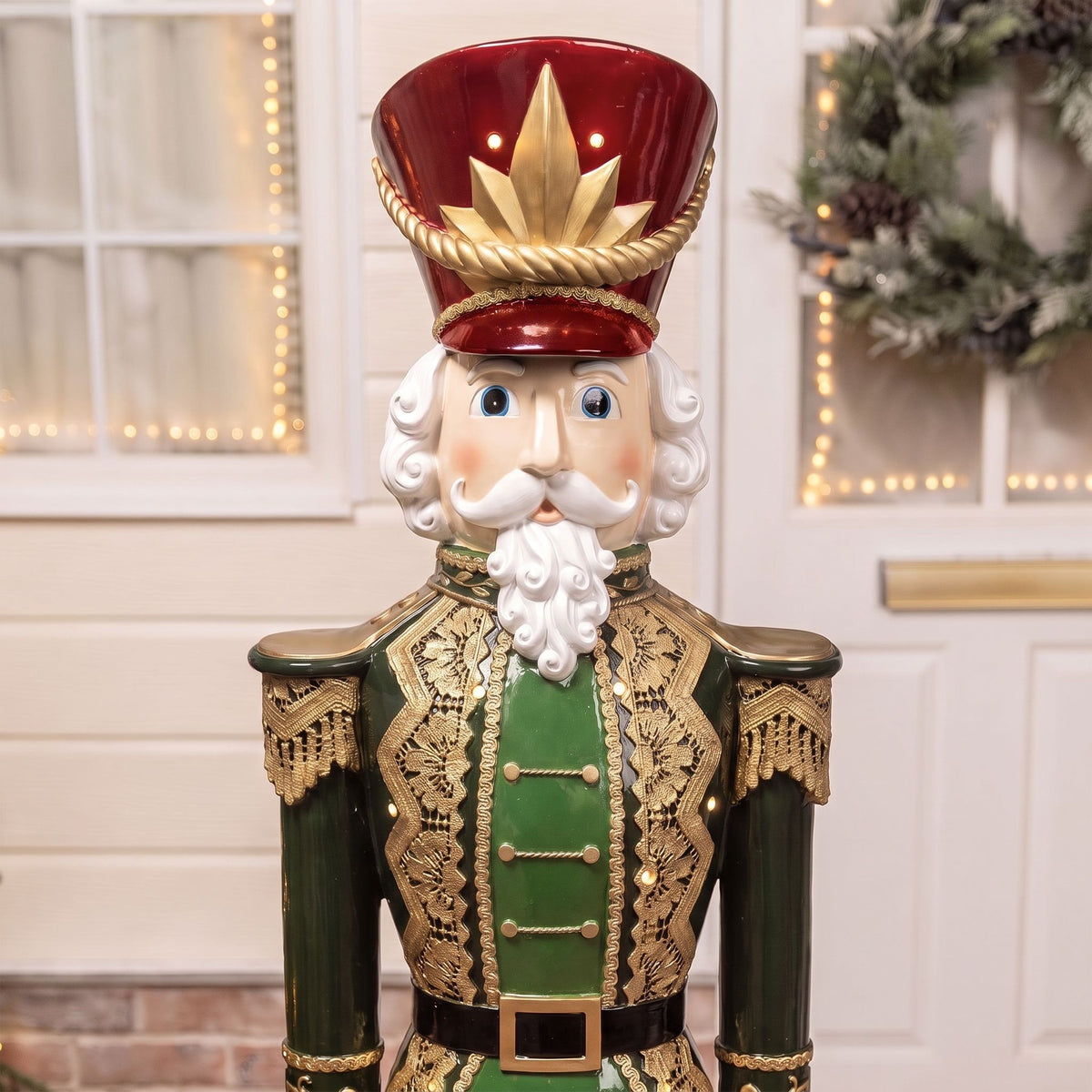 5ft Large Traditional Christmas Nutcracker Soldier - Dark Green, Red and Black with LED Lights
