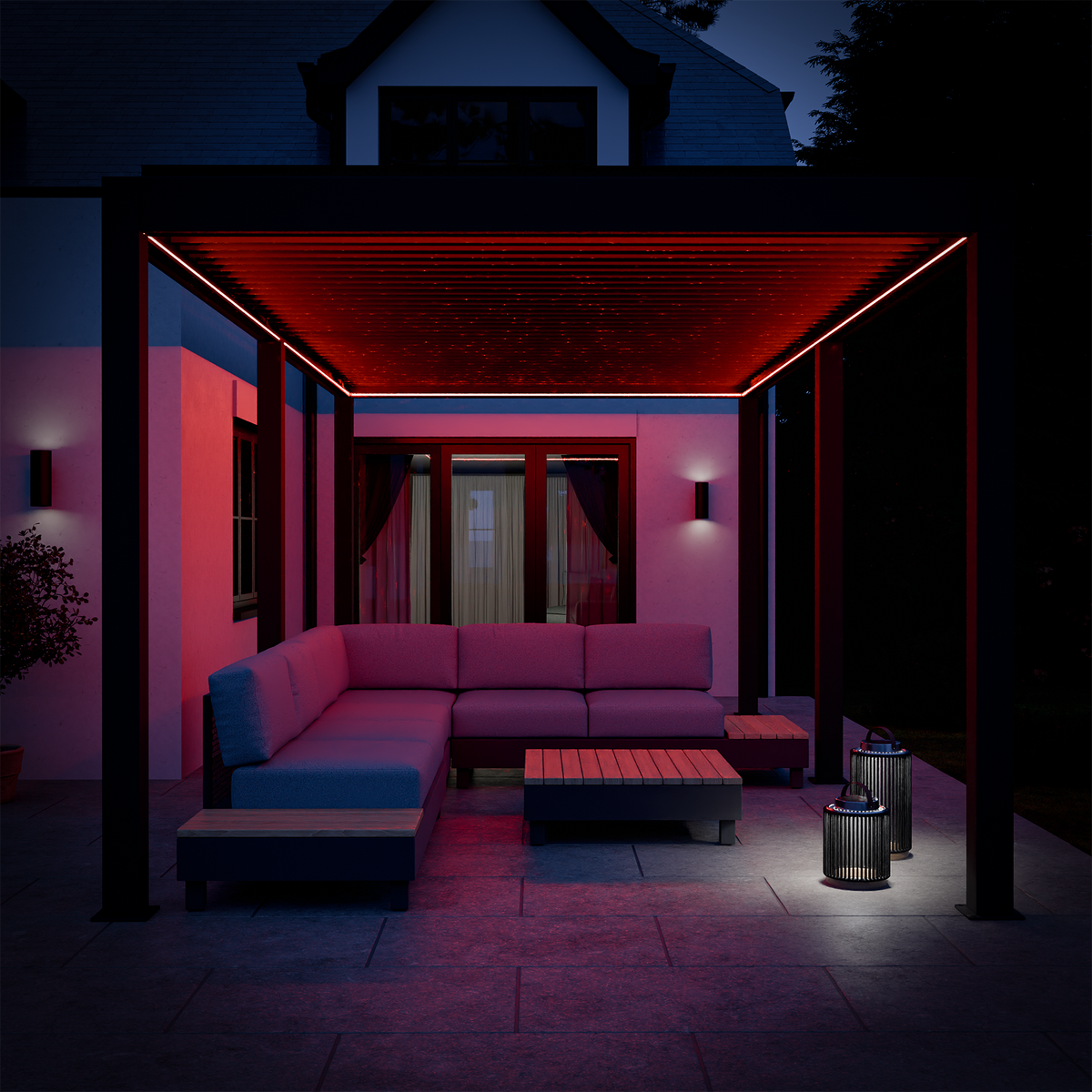 Bracken Outdoors Eclipse Plus 6m x 3m Grey Motorised Aluminium Garden Pergola with LED Lights
