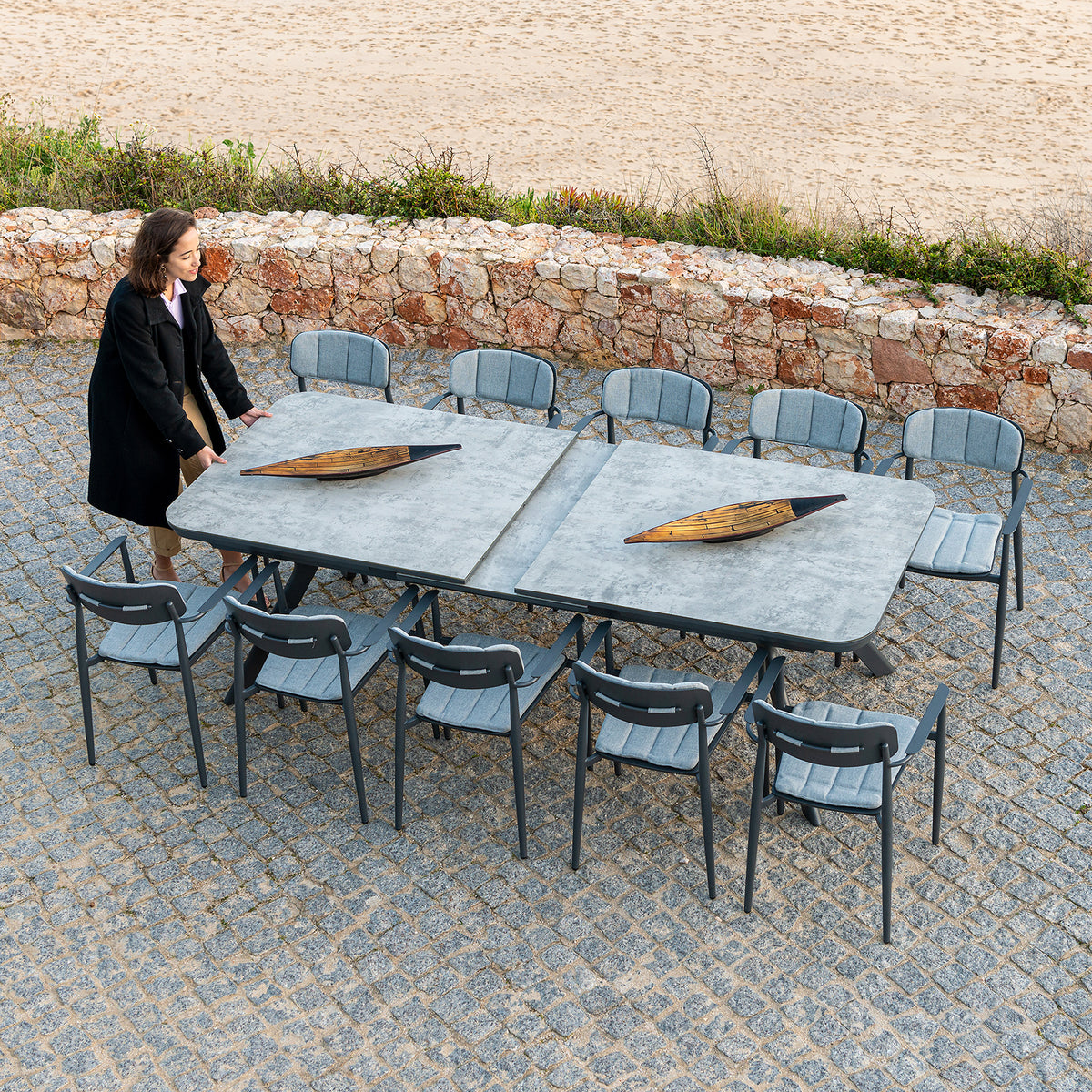 Alexander Rose Rimini 12 Seater Outdoor Aluminium Extending Table Dining Set
