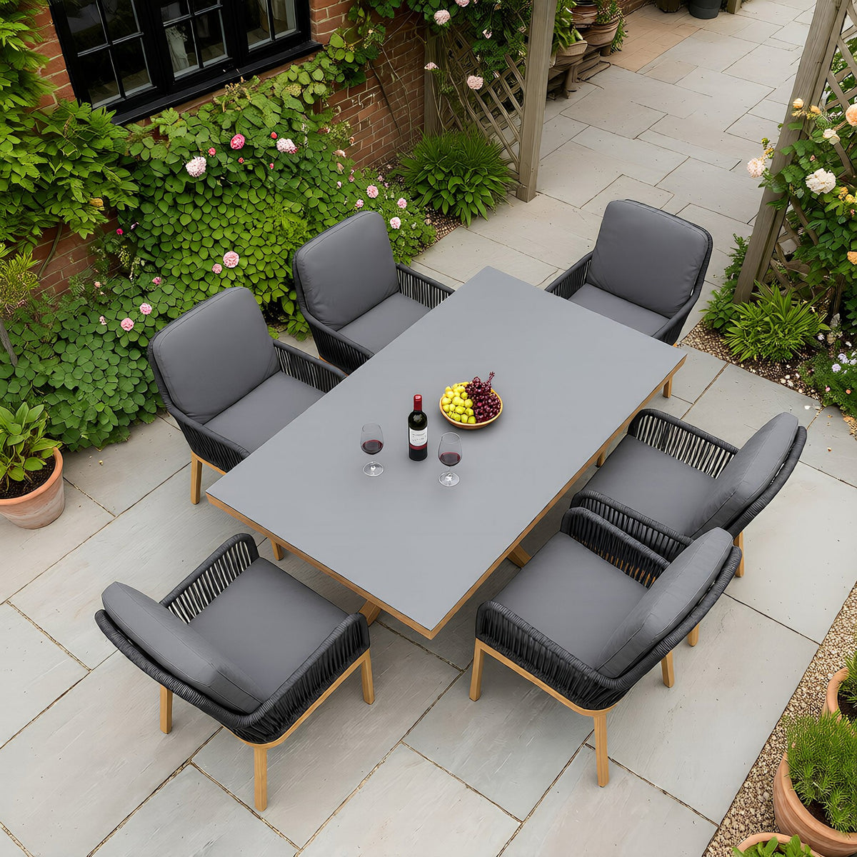 Bracken Outdoors Santiago 6 Seat Rectangular Garden Furniture Dining Set