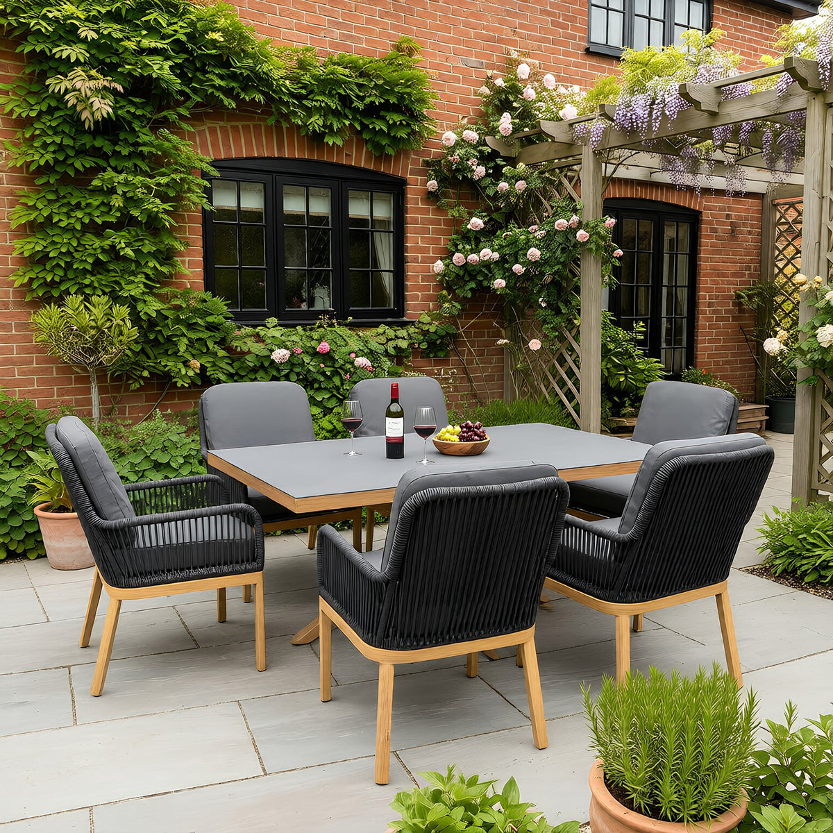 Bracken Outdoors Santiago 6 Seat Rectangular Garden Furniture Dining Set