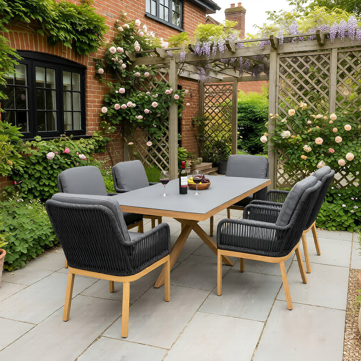 Bracken Outdoors Santiago 6 Seat Rectangular Garden Furniture Dining Set