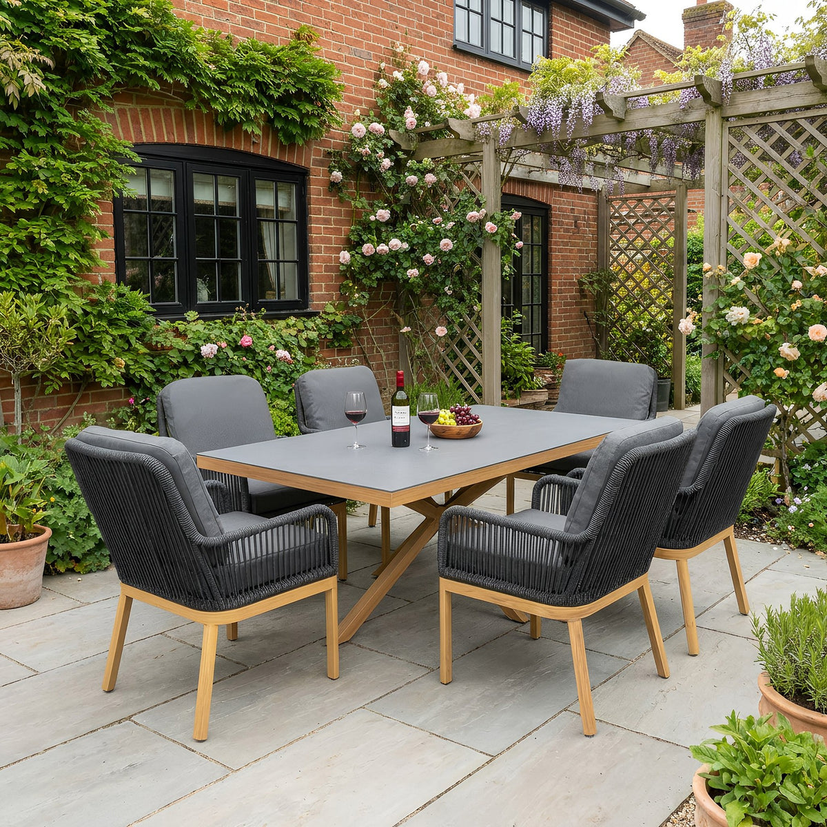 Bracken Outdoors Santiago 6 Seat Rectangular Garden Furniture Dining Set