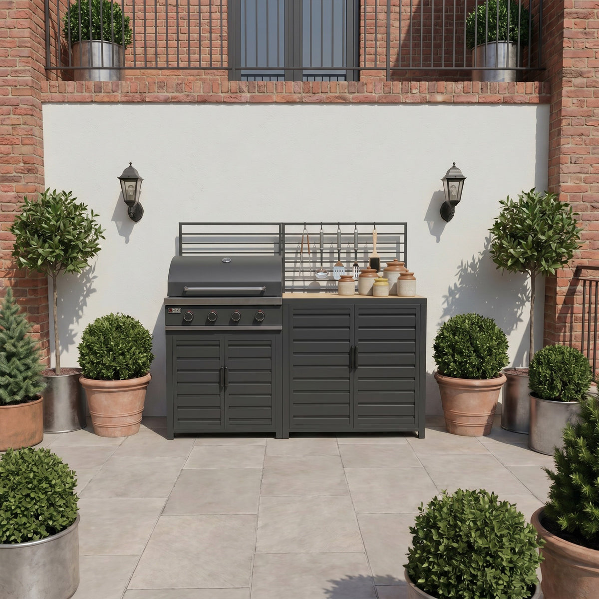 Draco Grills Scandic Modular 4 Burner Barbecue Cabinet with Double Cupboard