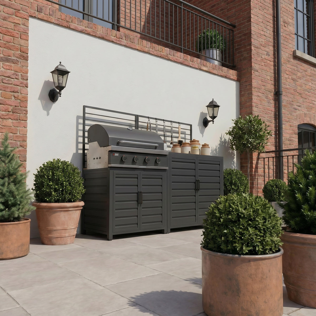 Draco Grills Scandic Modular 4 Burner Barbecue Cabinet with Double Cupboard