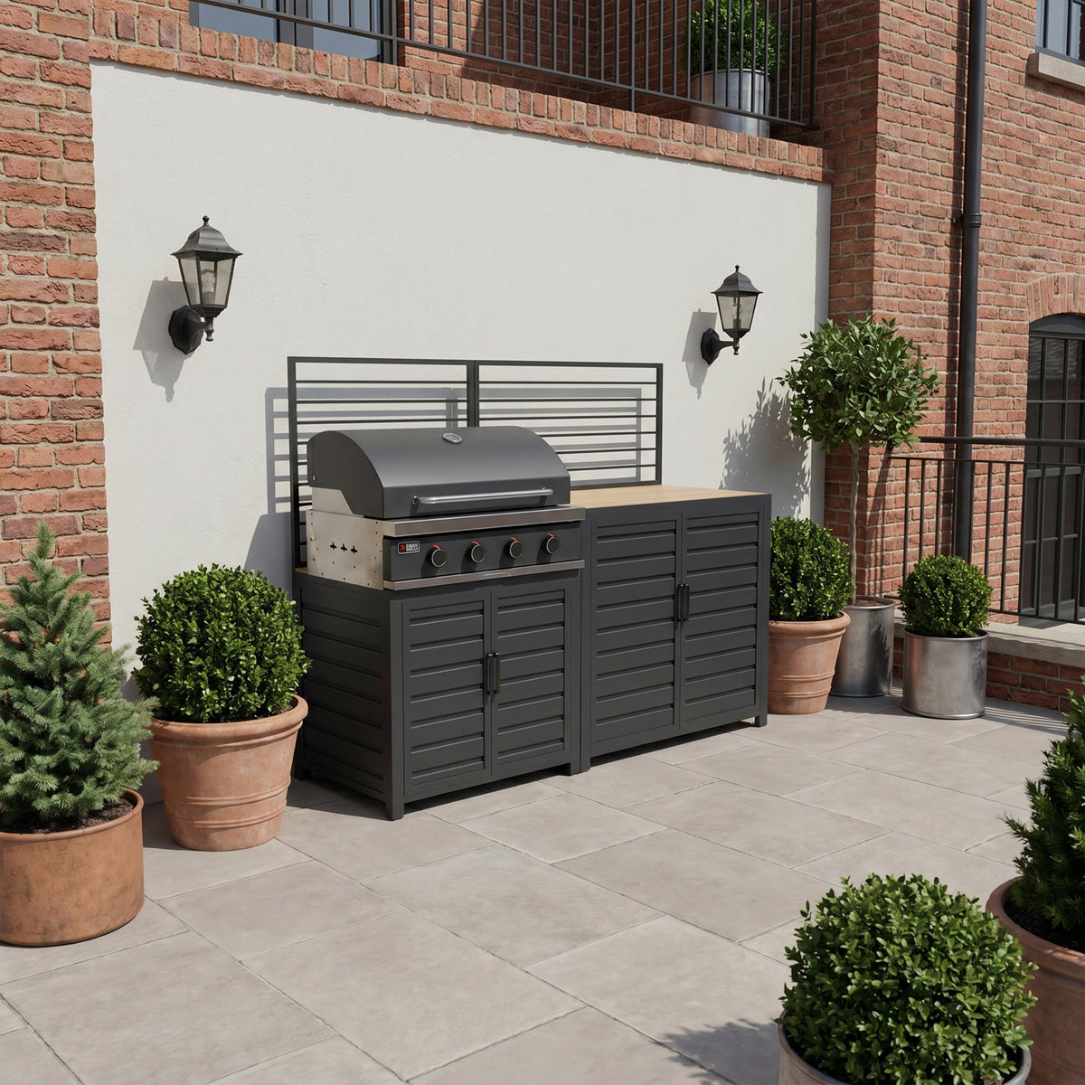 Draco Grills Scandic Modular 4 Burner Barbecue Cabinet with Double Cupboard
