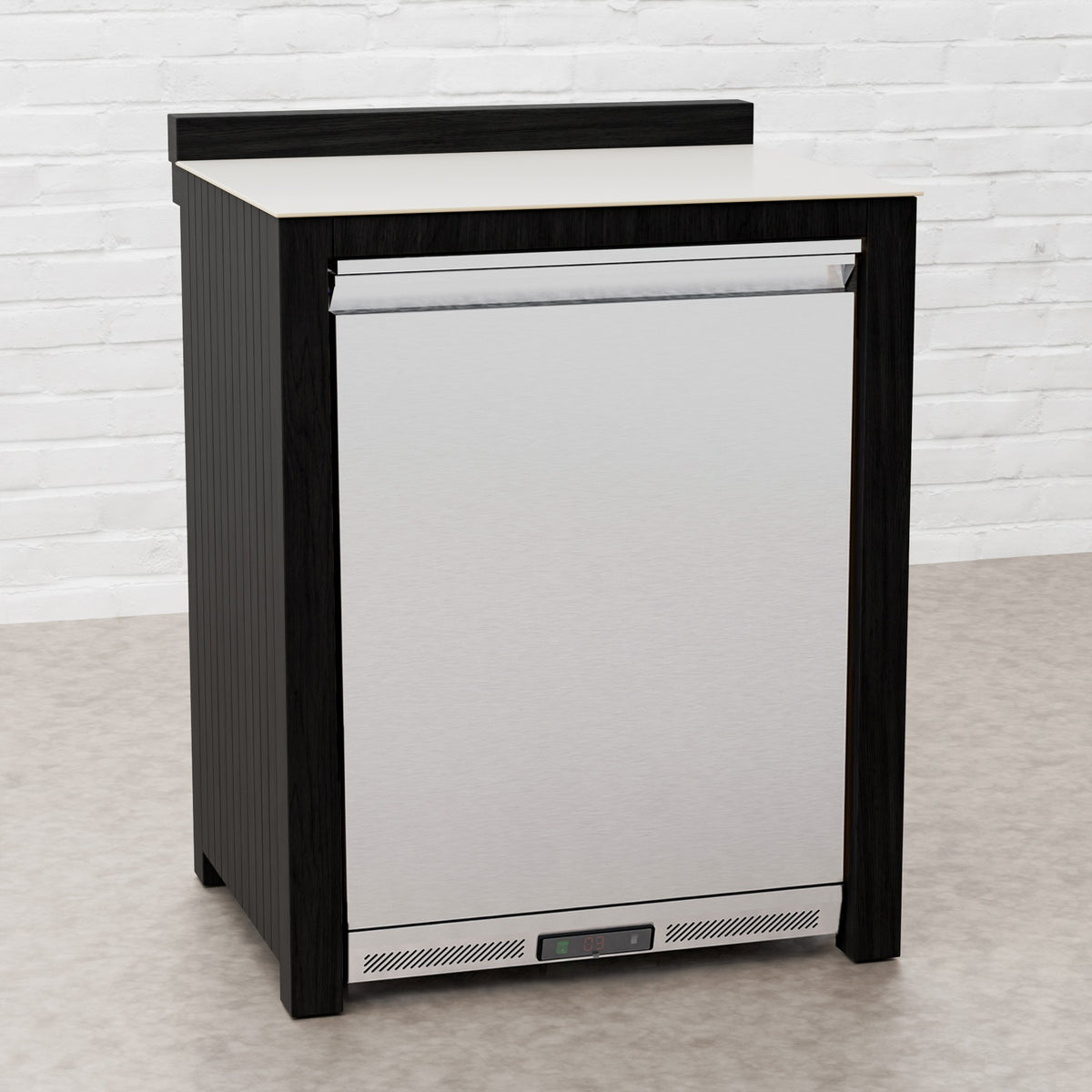 Draco Grills Teak Carbon Line Solid Stainless Steel Single Fridge Cabinet with Ceramic Top