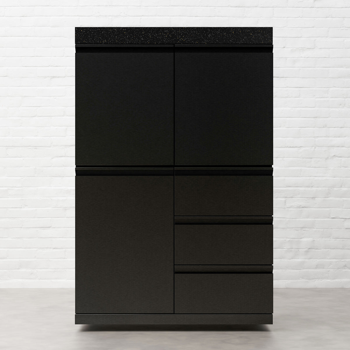 Draco Grills Outdoor Kitchen Black Stainless Steel Mid Height Double Door Cabinet