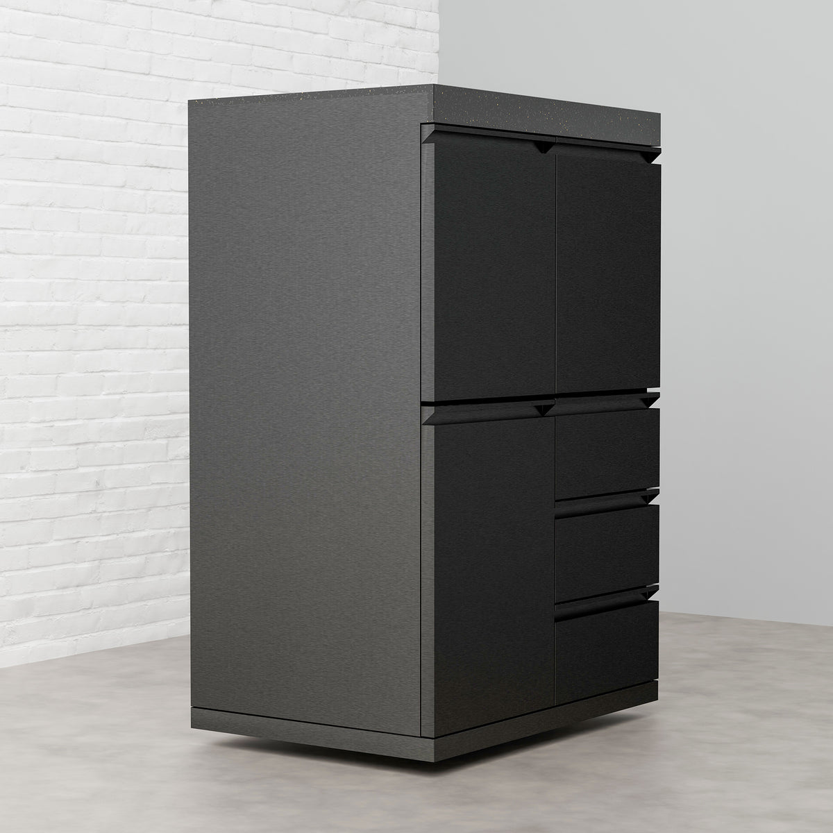 Draco Grills Outdoor Kitchen Black Stainless Steel Mid Height Double Door Cabinet