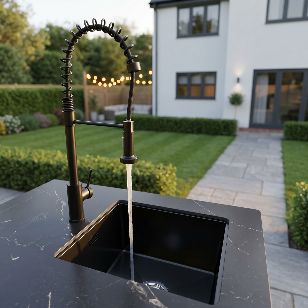 Draco Grills Vantage Sintered Stone Outdoor Kitchen Island with 4 Burner Barbecue