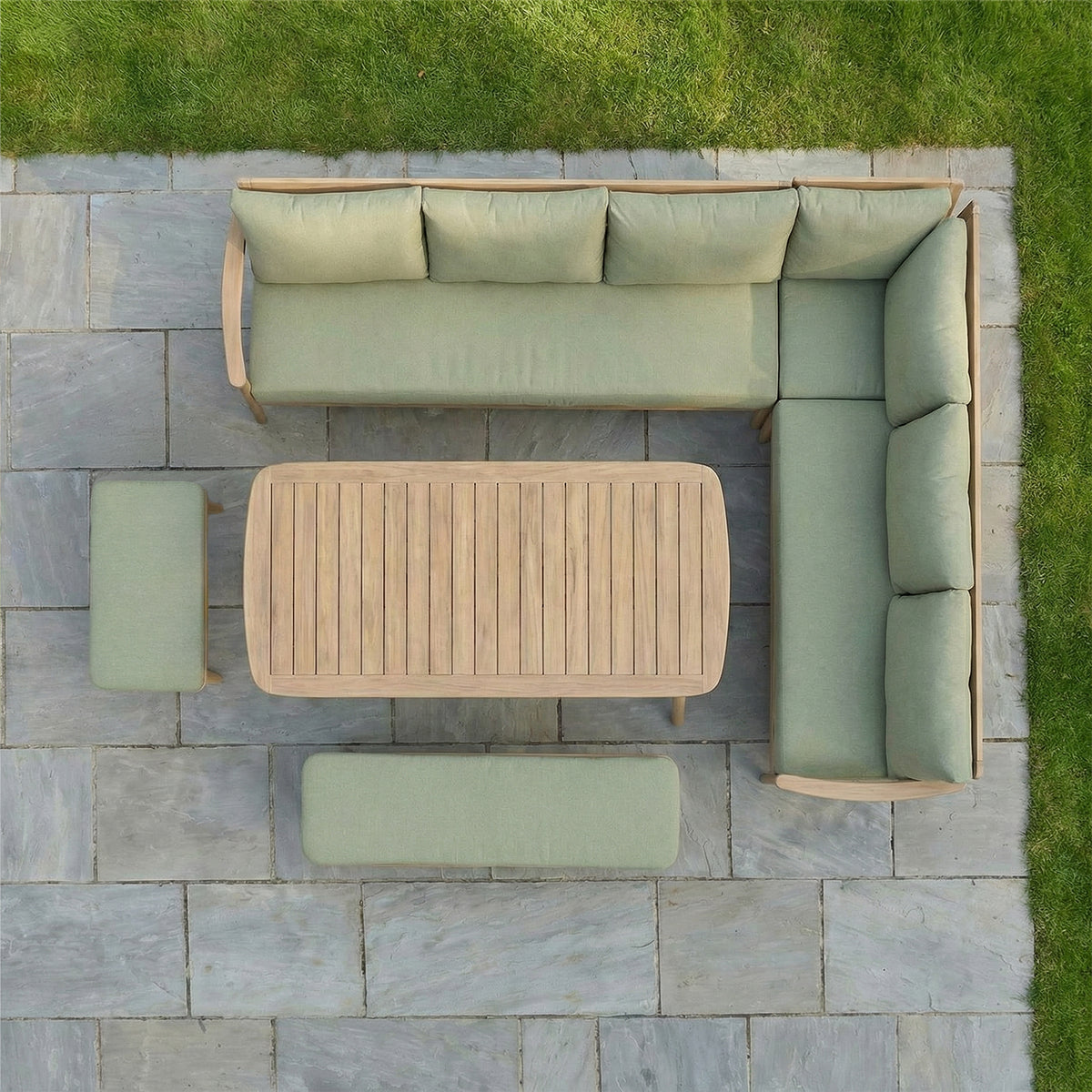 Bracken Outdoors Tetbury Acacia Wood and Rope Corner Sofa Casual Dining Garden Furniture Set