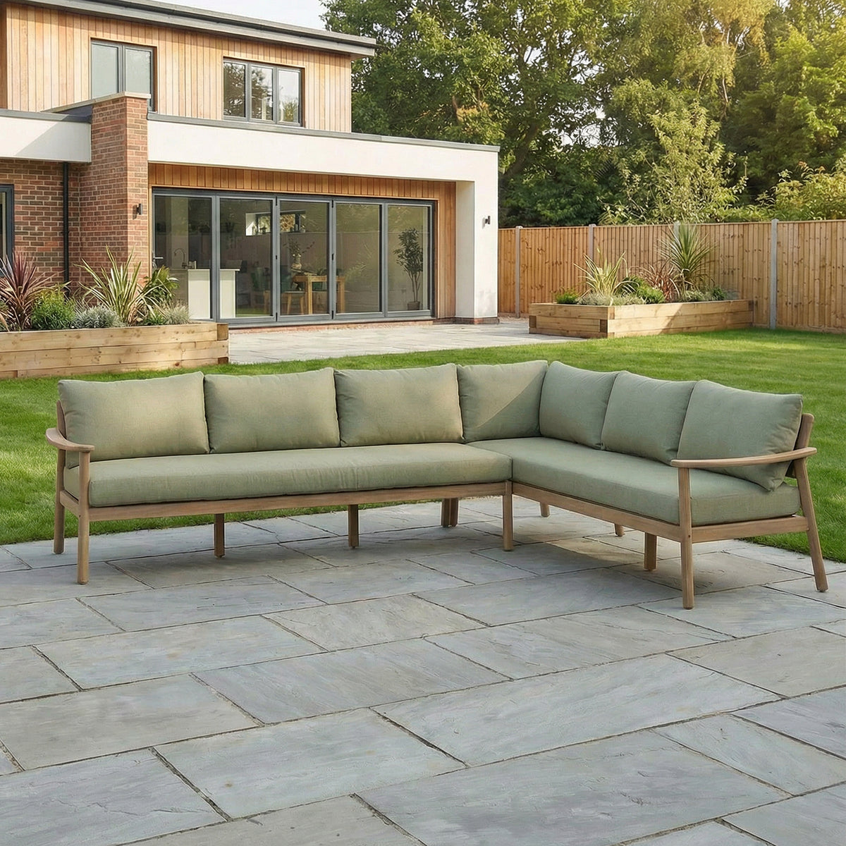 Bracken Outdoors Tetbury Acacia Wood and Rope Corner Sofa Casual Dining Garden Furniture Set