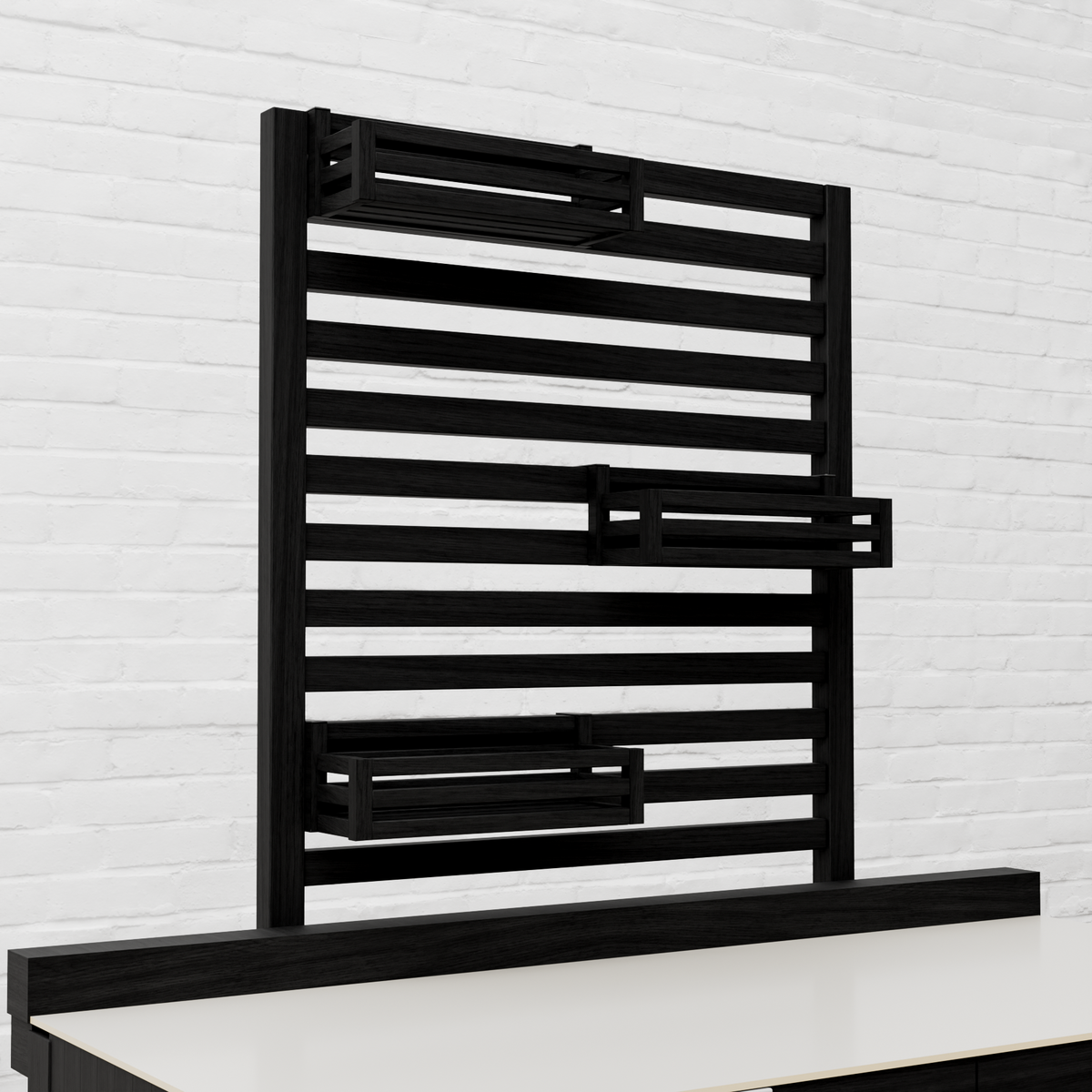 Draco Grills Teak Carbon Line Modular Outdoor Kitchen Add on Slatted Shelf with Hook on Boxes