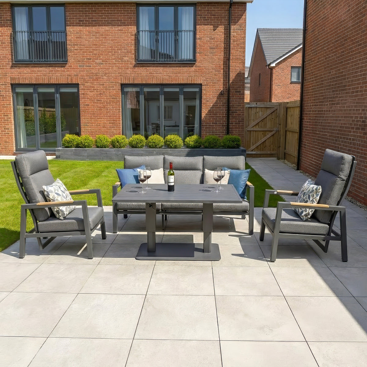 Bracken Outdoors Albany Aluminium Garden Furniture Lounge Sofa Set with Height Adjustable Table