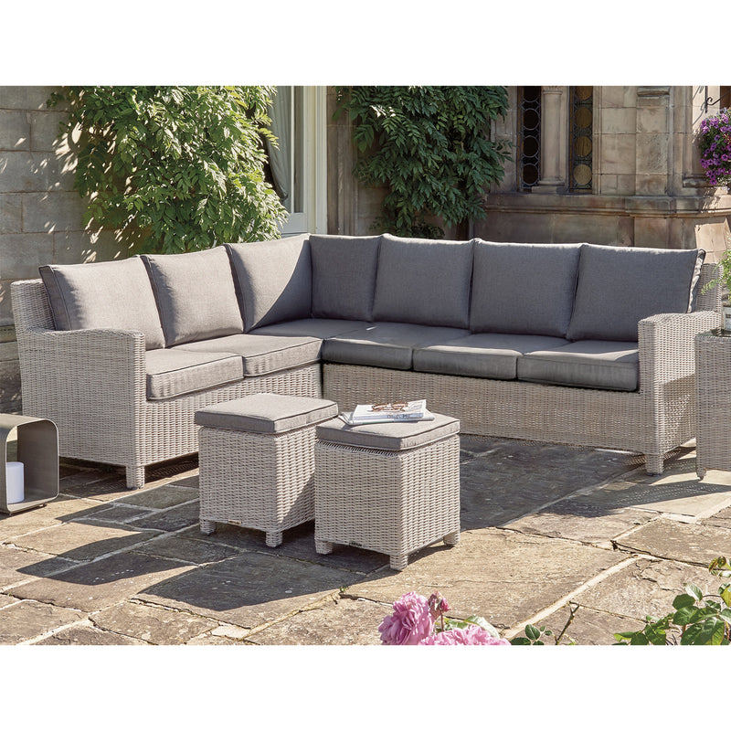 Kettler Palma Signature Corner Right Hand White Wash Wicker Outdoor So